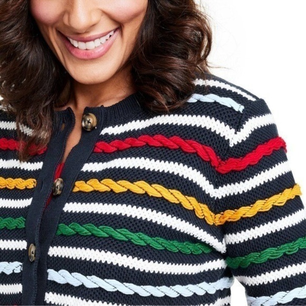 La Ligne x Target Textured Striped Cardigan Navy Preppy Collab NWT XL